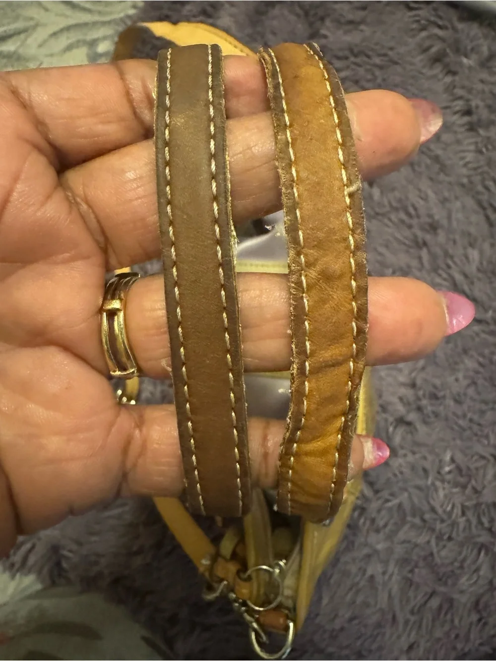 Coach Yellow Patent Leather Convertible Satchel 14729 Project bag, some staining
